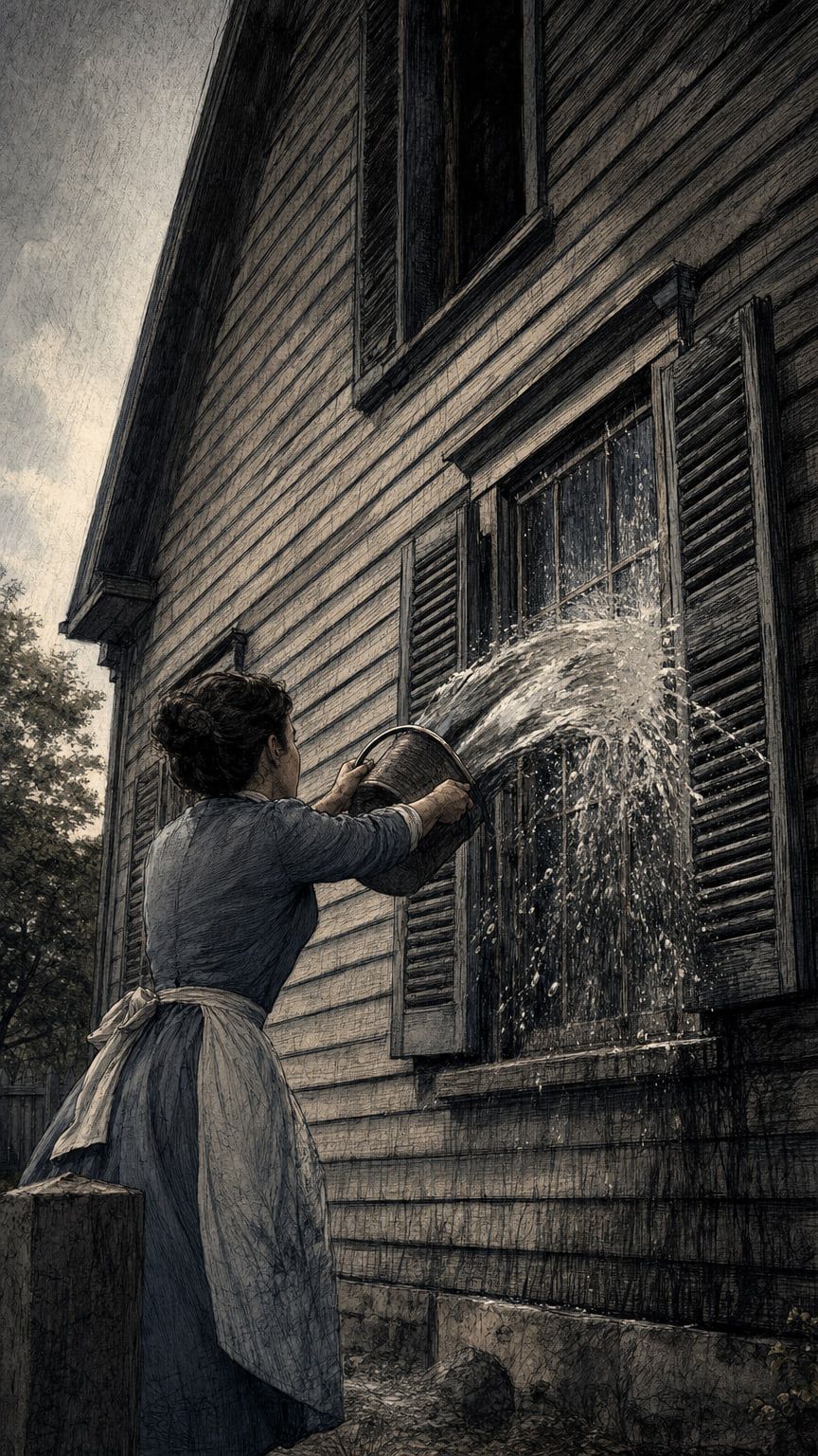 Illustration from the episode: bridget washing windows, Lizzie Borden: The House on Second Street